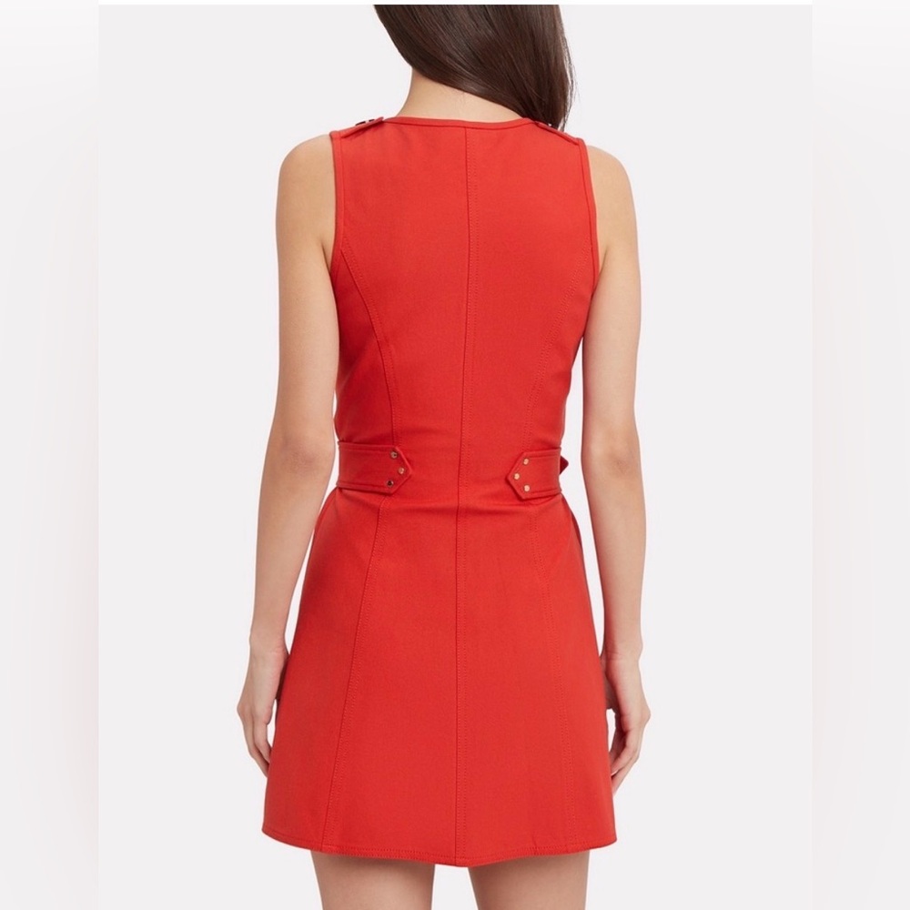 Derek Lam Red Belted Trench Dress Sleeveless - Picture 3 of 5